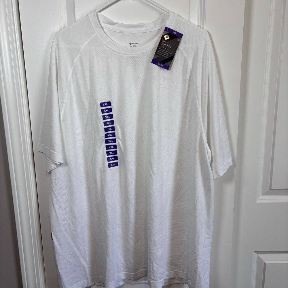 Member's Mark Mens Work It Out Active T-Shirt Tee Vivid White 2XL ALPSAM11120